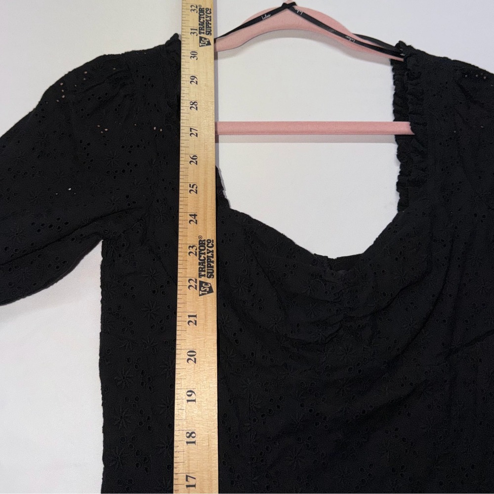 Lulus Dress Womens Small Black Eyelet Puff Sleeve Mini Cottagecore Boho - Picture 4 of 6